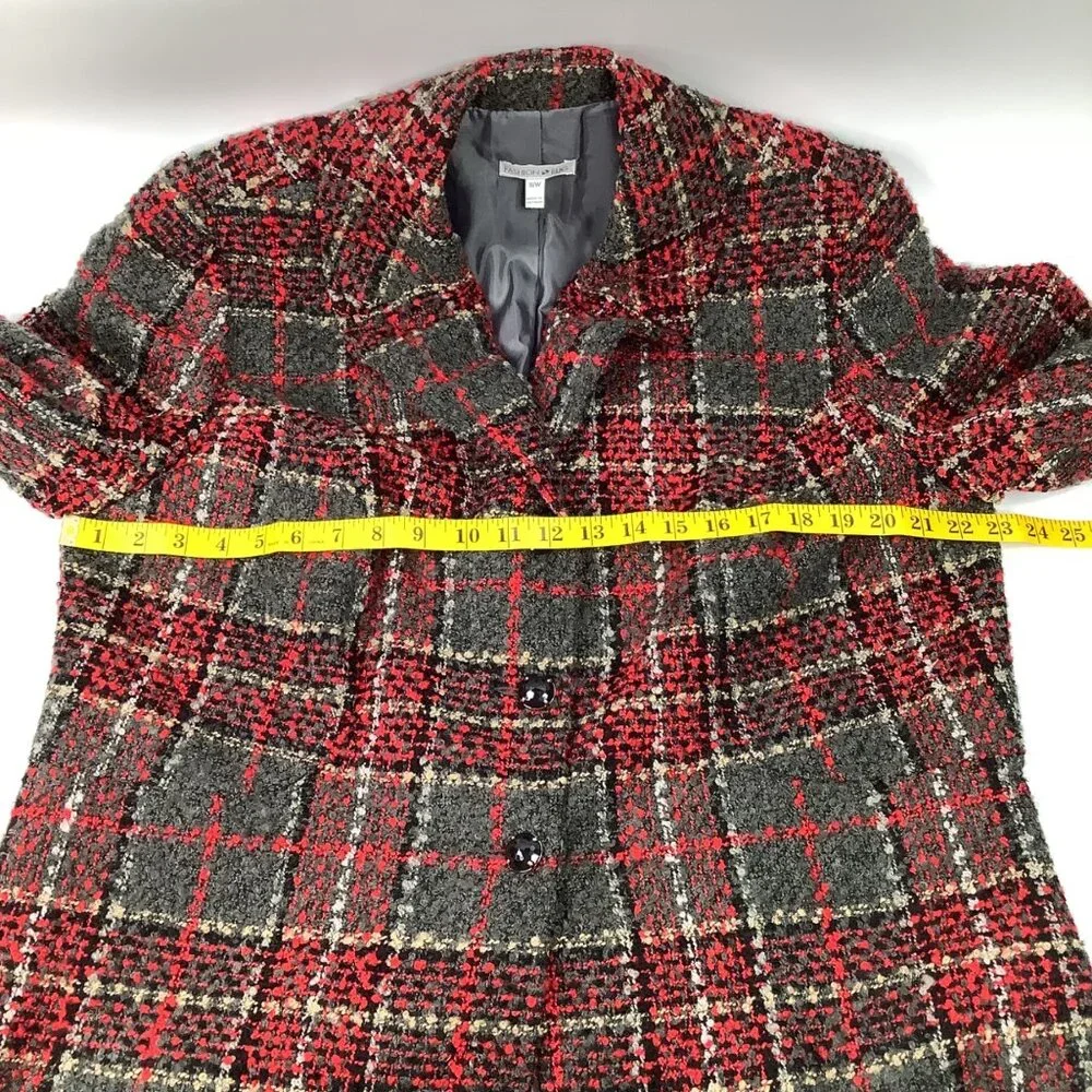 Fashion Bug Blazer 16W Women’s Red & Gray Plaid Tweed With Button Closure Office - Picture 5 of 9